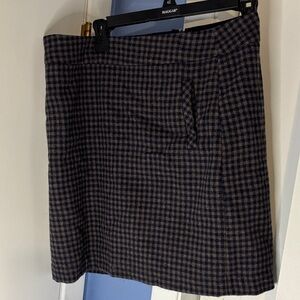 Banana Republic Size 10 Shirt Navy and Brown Checkered Skirt
